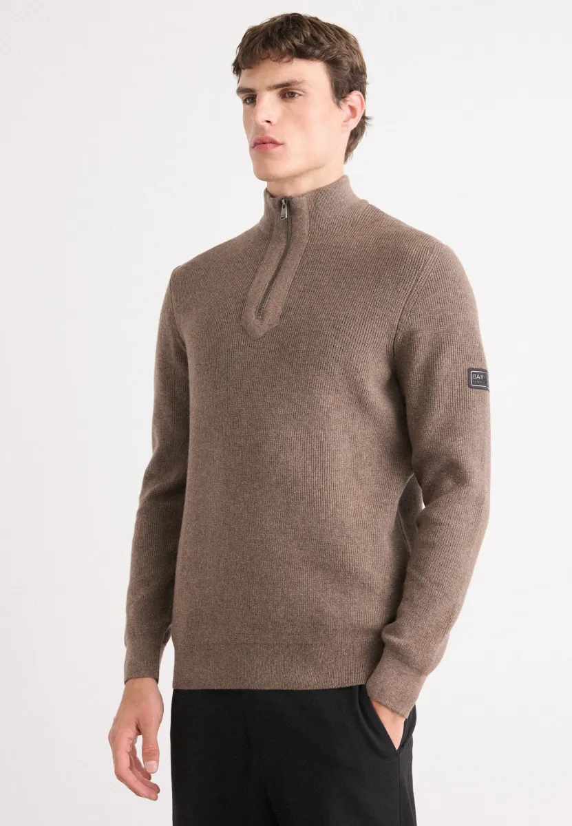 CRAWLEY FUNNEL NECK JUMPER - Strickpullover - brindle