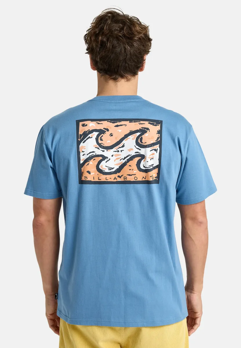 CRAYON WAVE - SHORT-SLEEVE SCREEN TEE - T-Shirt print - blue