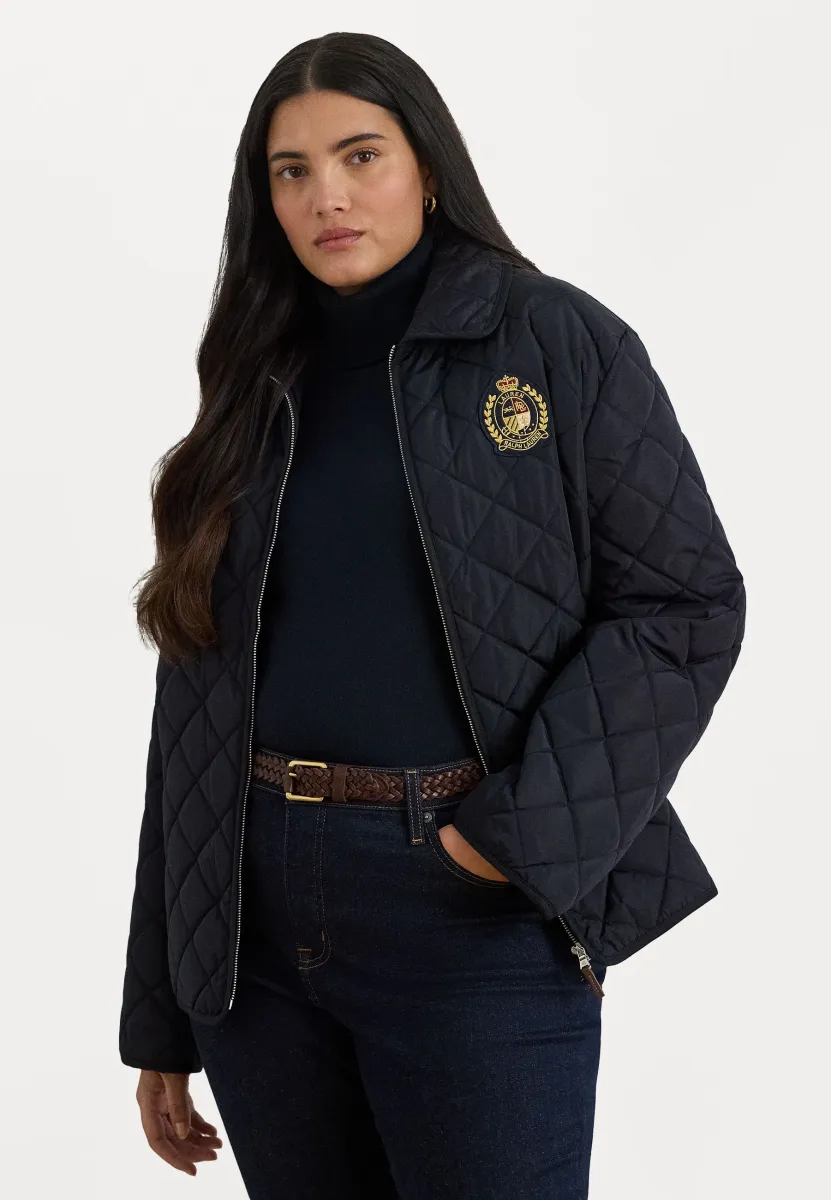 CREST-PATCH DIAMOND-QUILTED JACKET - Übergangsjacke - dark navy