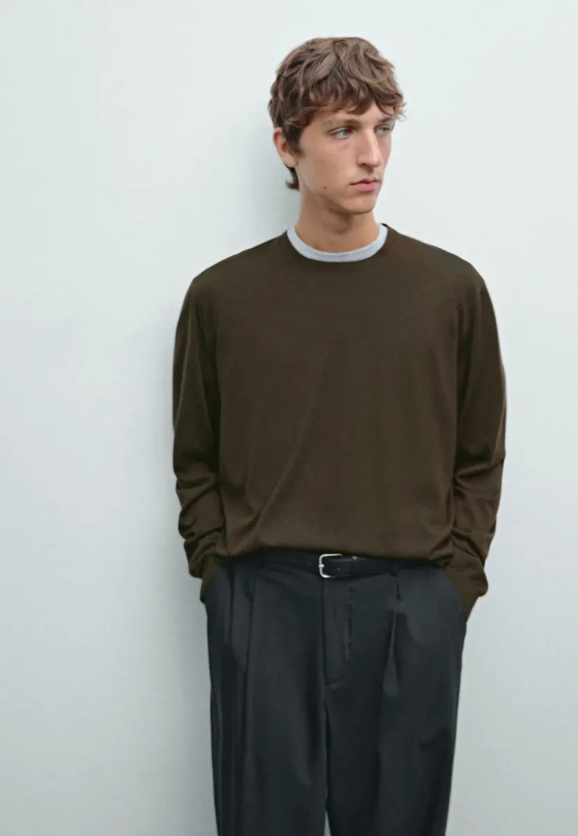 CREW NECK LONG SLEEVE - Strickpullover - khaki