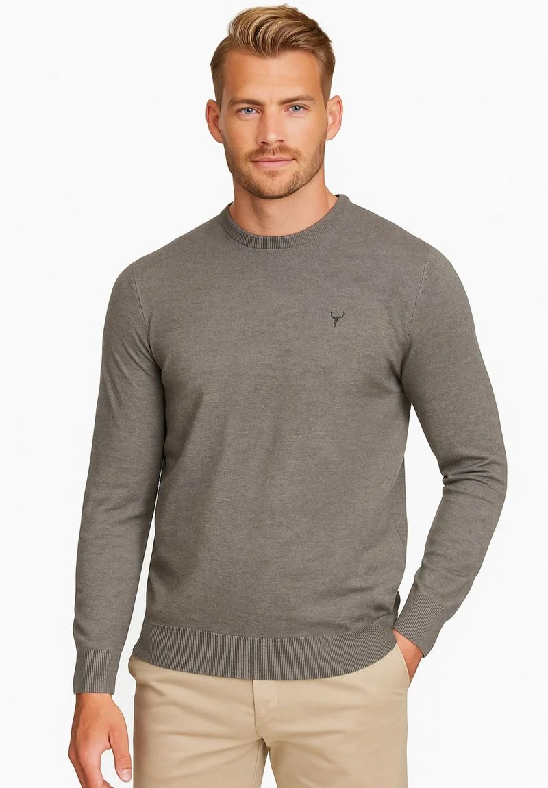 CREW NECK LONG SLEEVE - Strickpullover - mottled grey