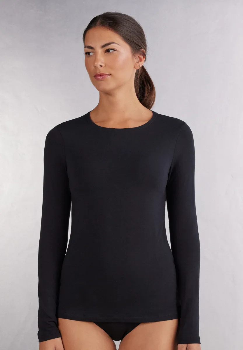 CREW NECK LONG SLEEVES - Langarmshirt - black