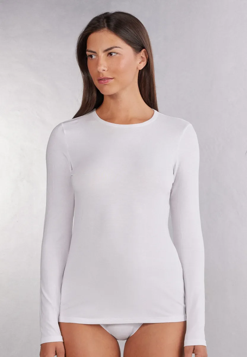 CREW NECK LONG SLEEVES - Langarmshirt - milk white