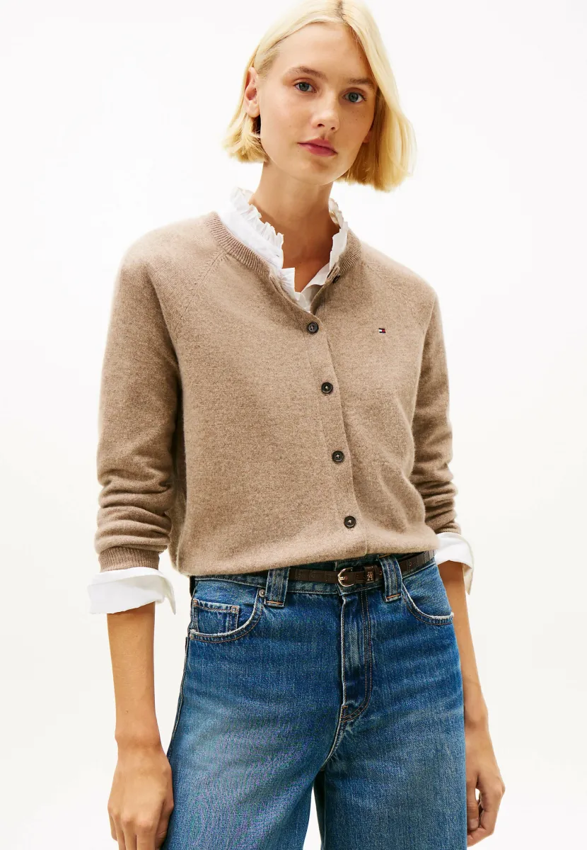 CREW NECK - Strickjacke - heathered taupe