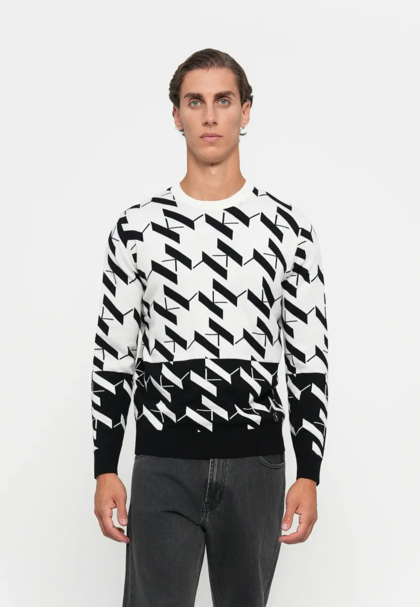 CREW NECK - Strickpullover - black/grey