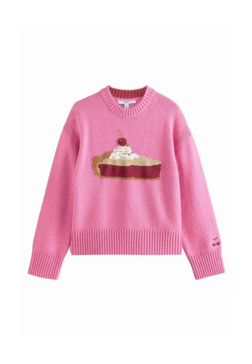 CREW NECK - Strickpullover - bright pink pie graphic
