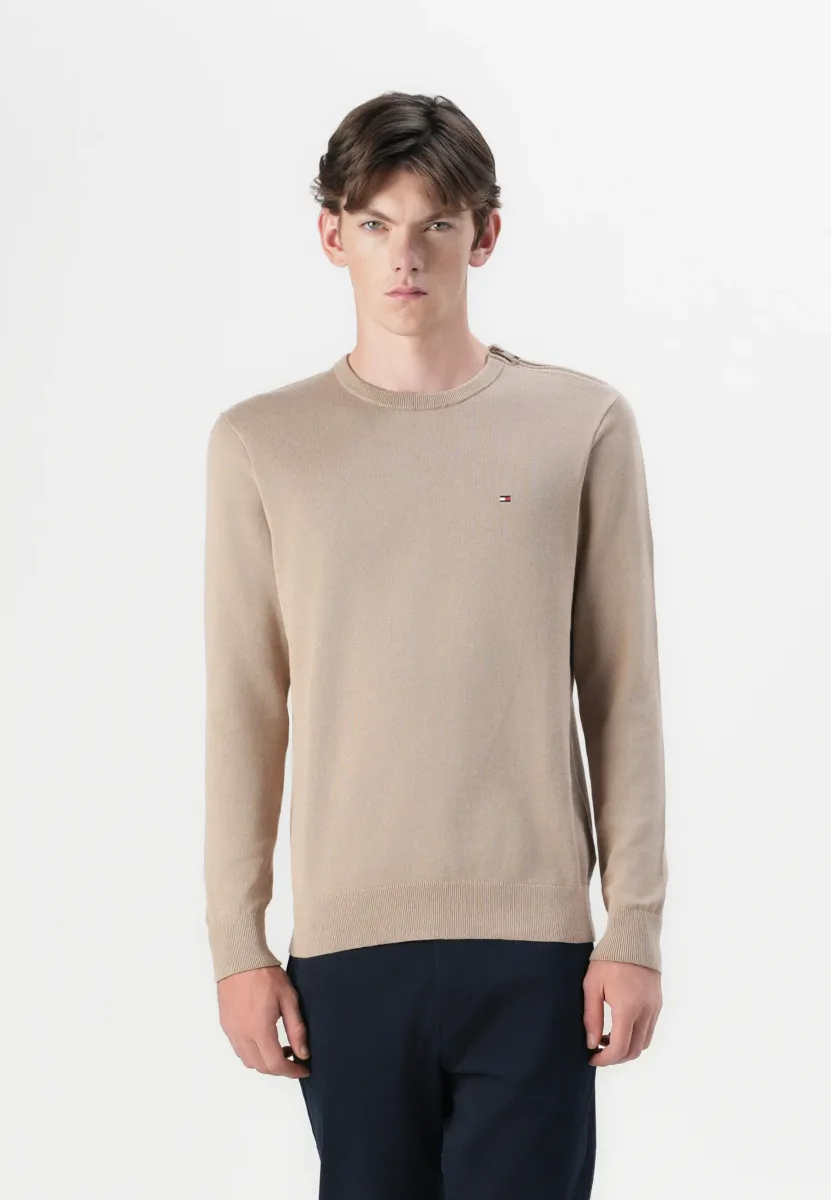 CREW NECK - Strickpullover - coastal taupe