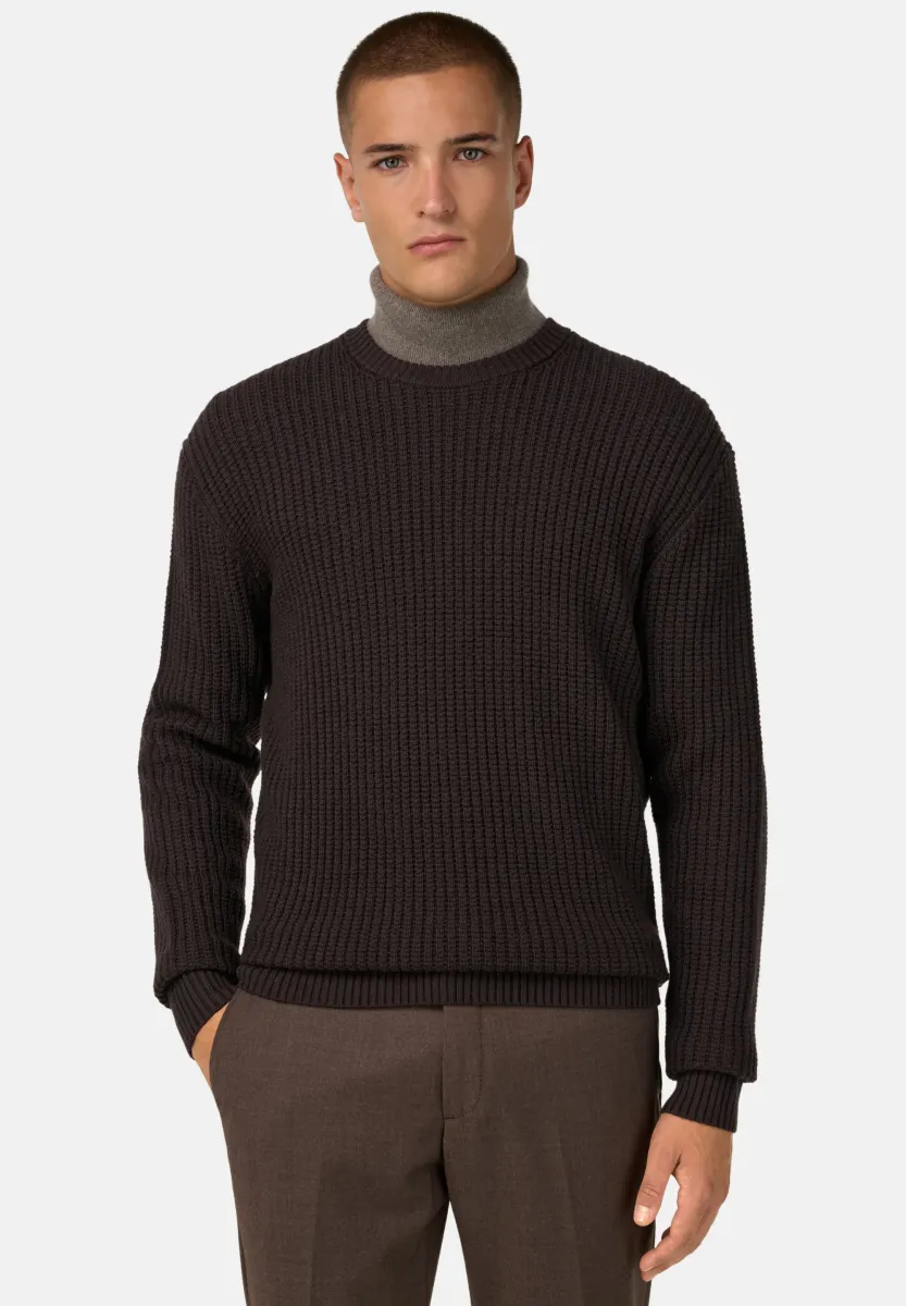 CREW NECK - Strickpullover - dark brown
