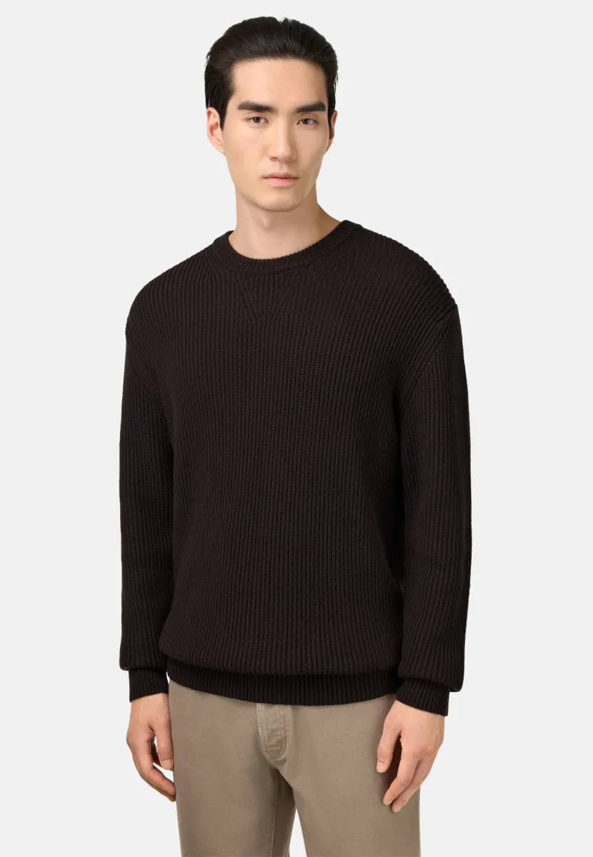 CREW NECK  - Strickpullover - dark brown