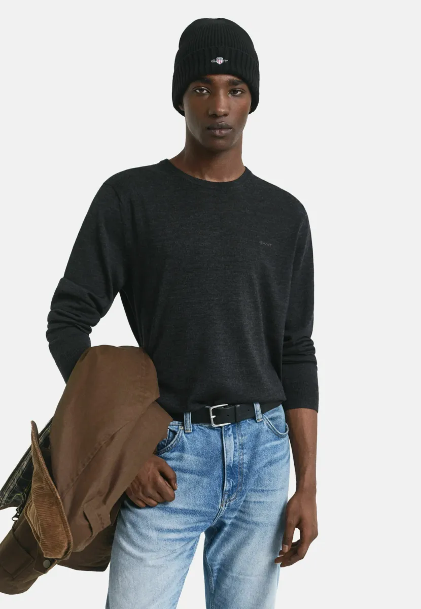 CREW NECK - Strickpullover - dark charcoal melange