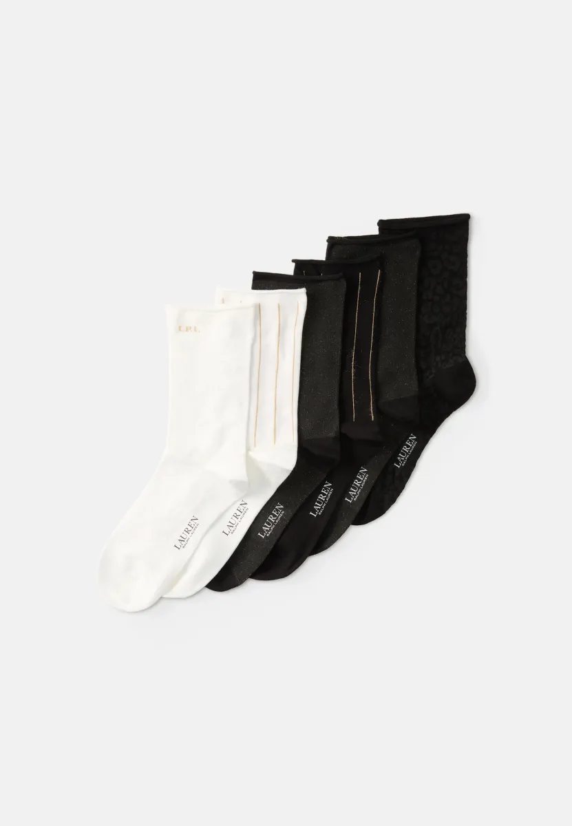 CREW SOCK 6 PACK - Socken - black/ivory/gold-coloured