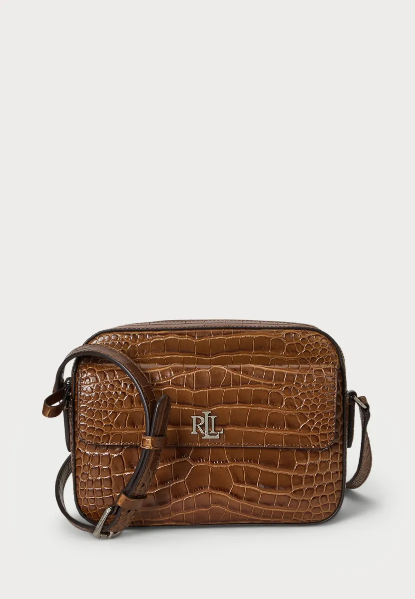 CROC EMBOSSED MEDIUM MARCY CAMERA BAG - Umhängetasche - tobacco