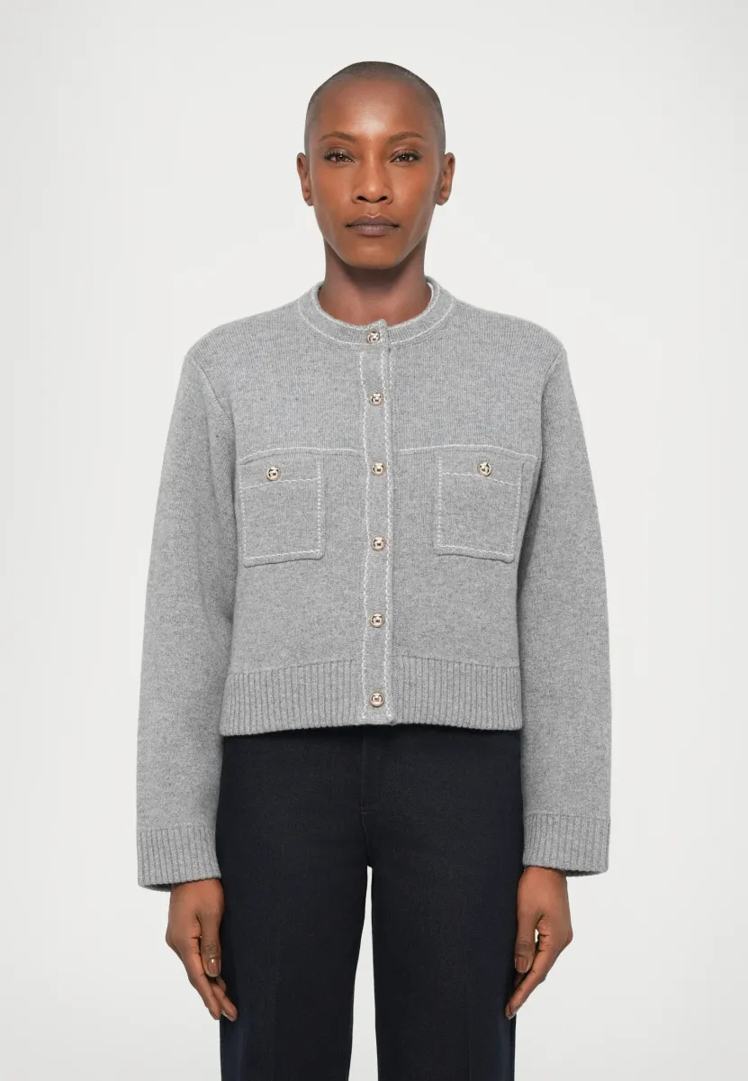 CROP SURPIQURES - Strickjacke - gris