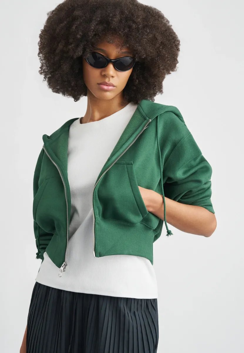 CROP - Sweatjacke - green