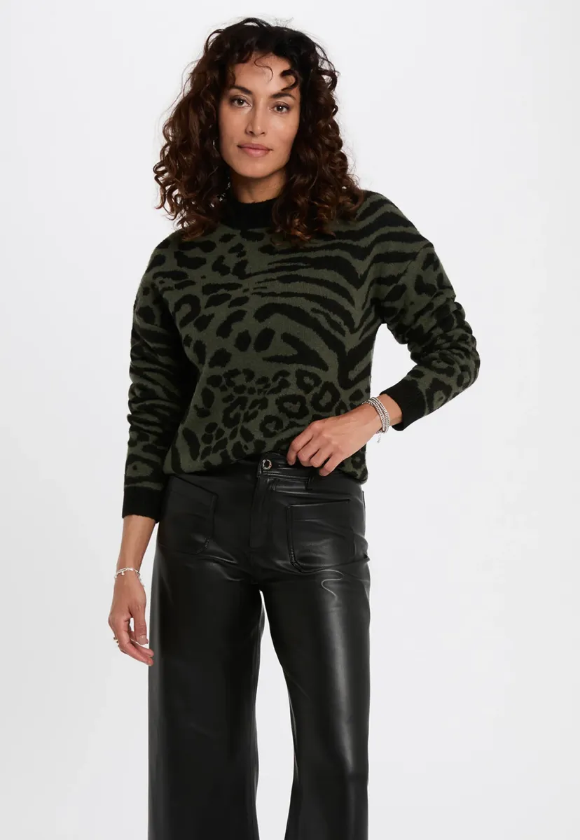 CROPPED JACQUARD SWEATER - Strickpullover - vert kaki