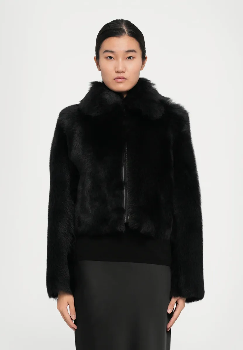 CROPPED REVERSIBLE WITH ZIP - Lederjacke - black