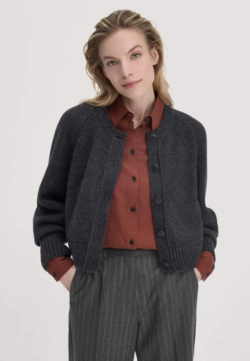 CROPPED - Strickjacke - anthrazit