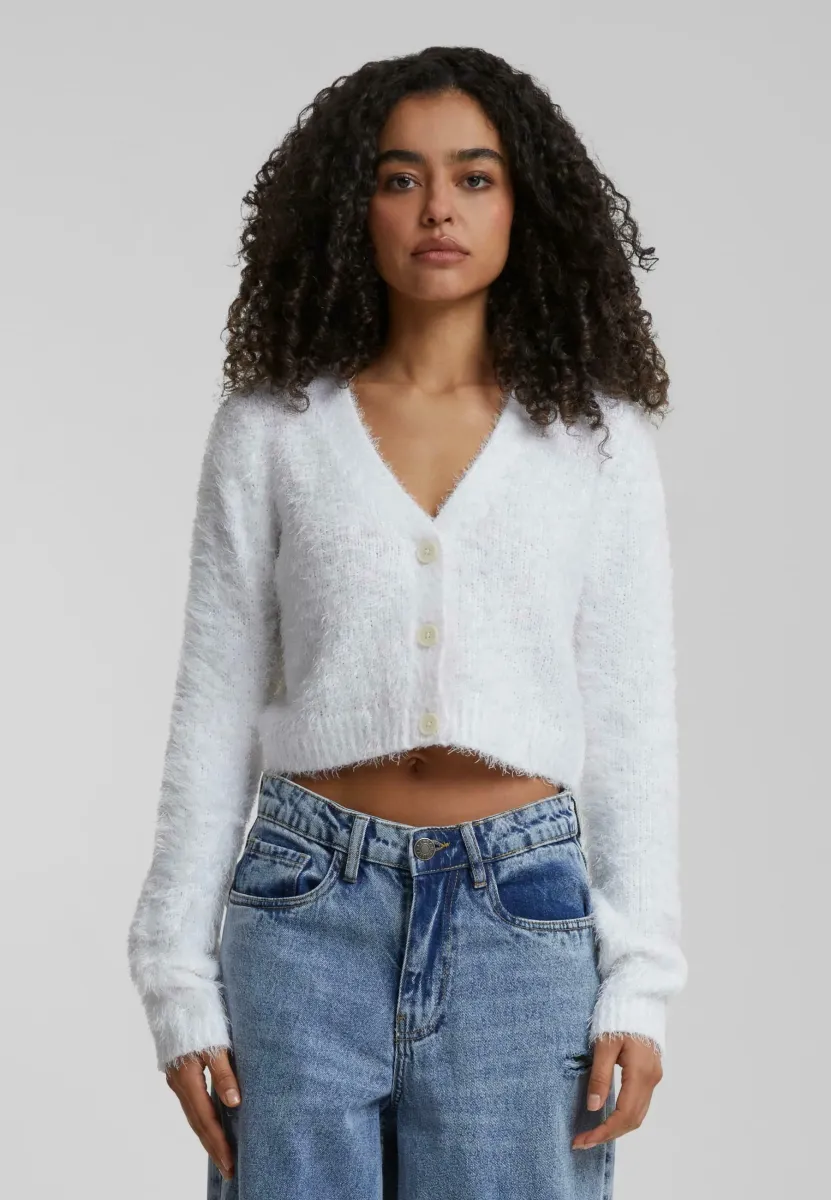 CROPPED  - Strickjacke - white