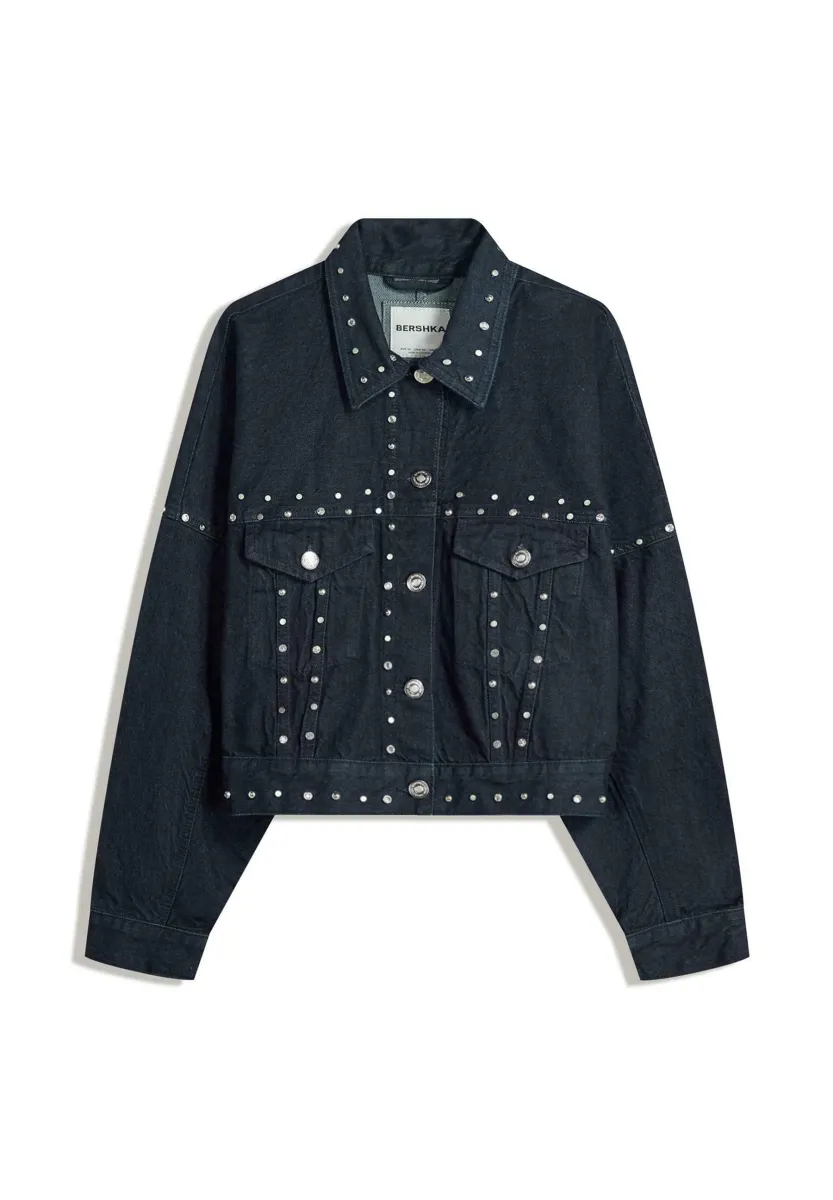 CROPPED WITH STUDS - Jeansjacke - royal blue
