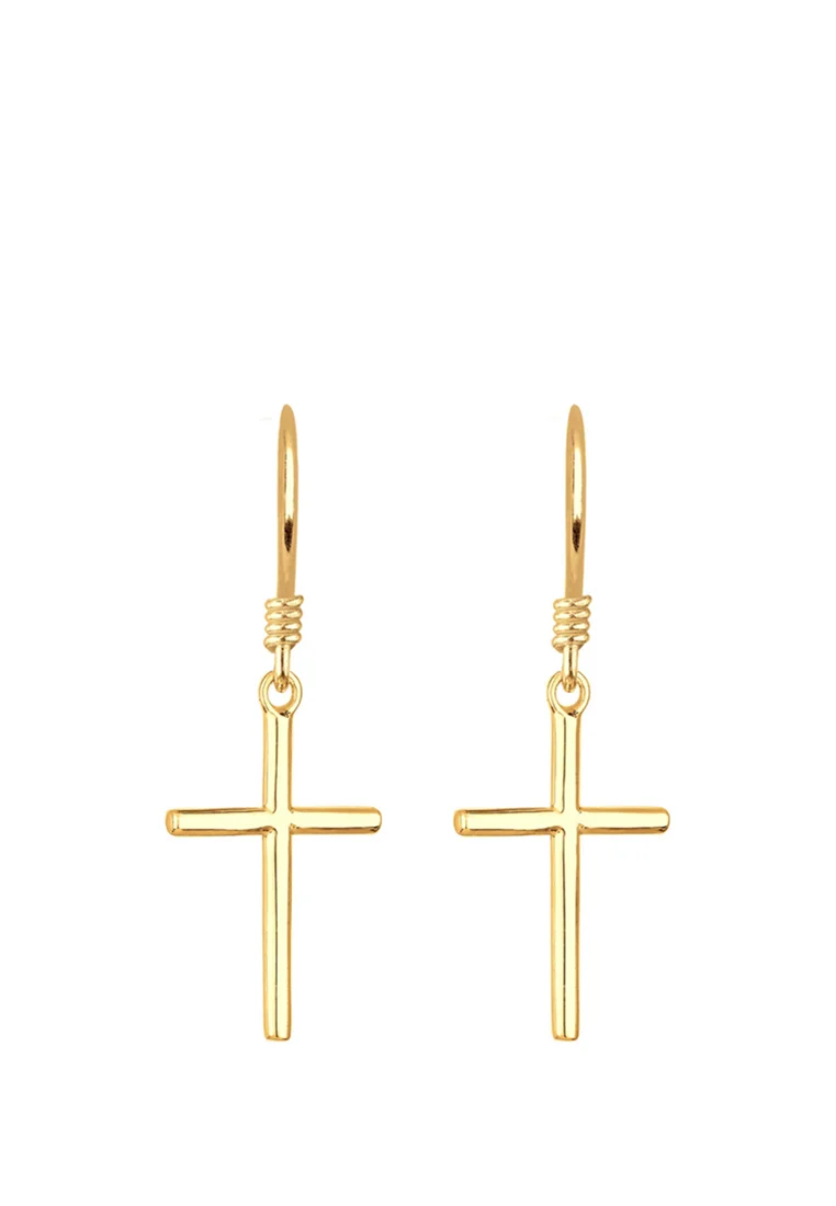 CROSS PENDANT - Ohrringe - gold-coloured