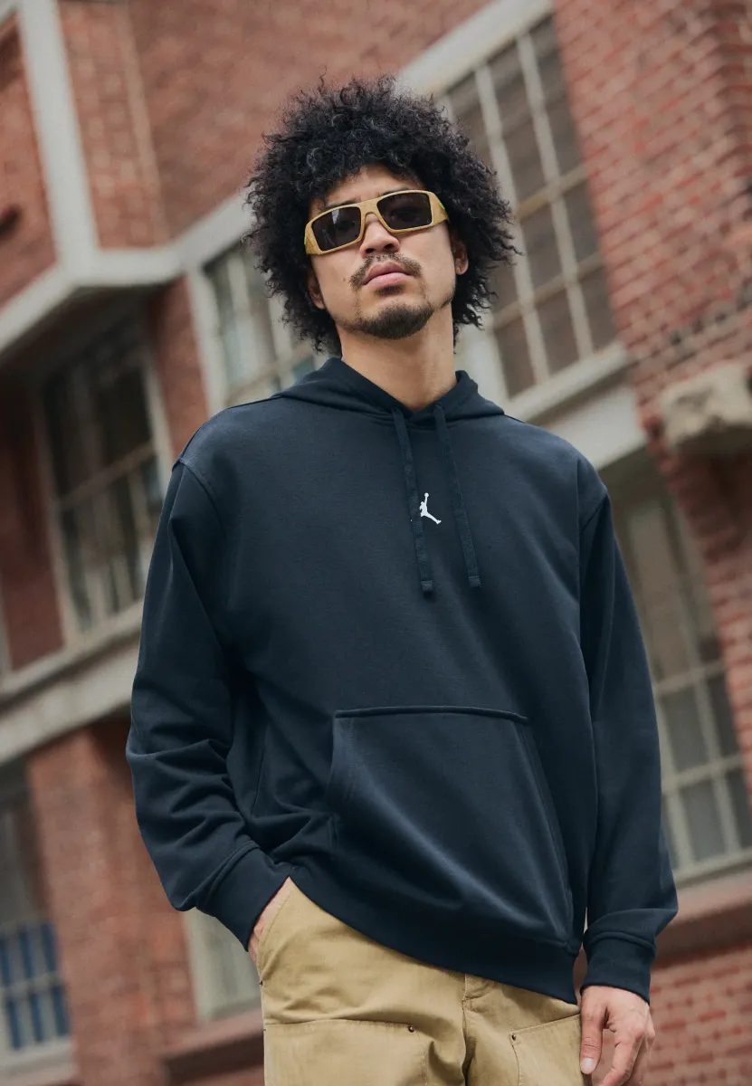CROSSOVER FLEECE - Kapuzenpullover - black/white