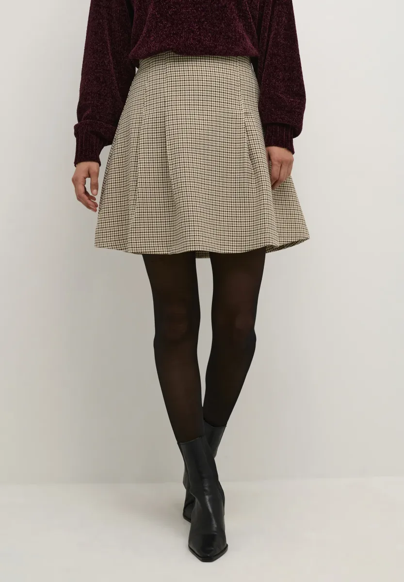 CUASTRA CHECK - Faltenrock - beige