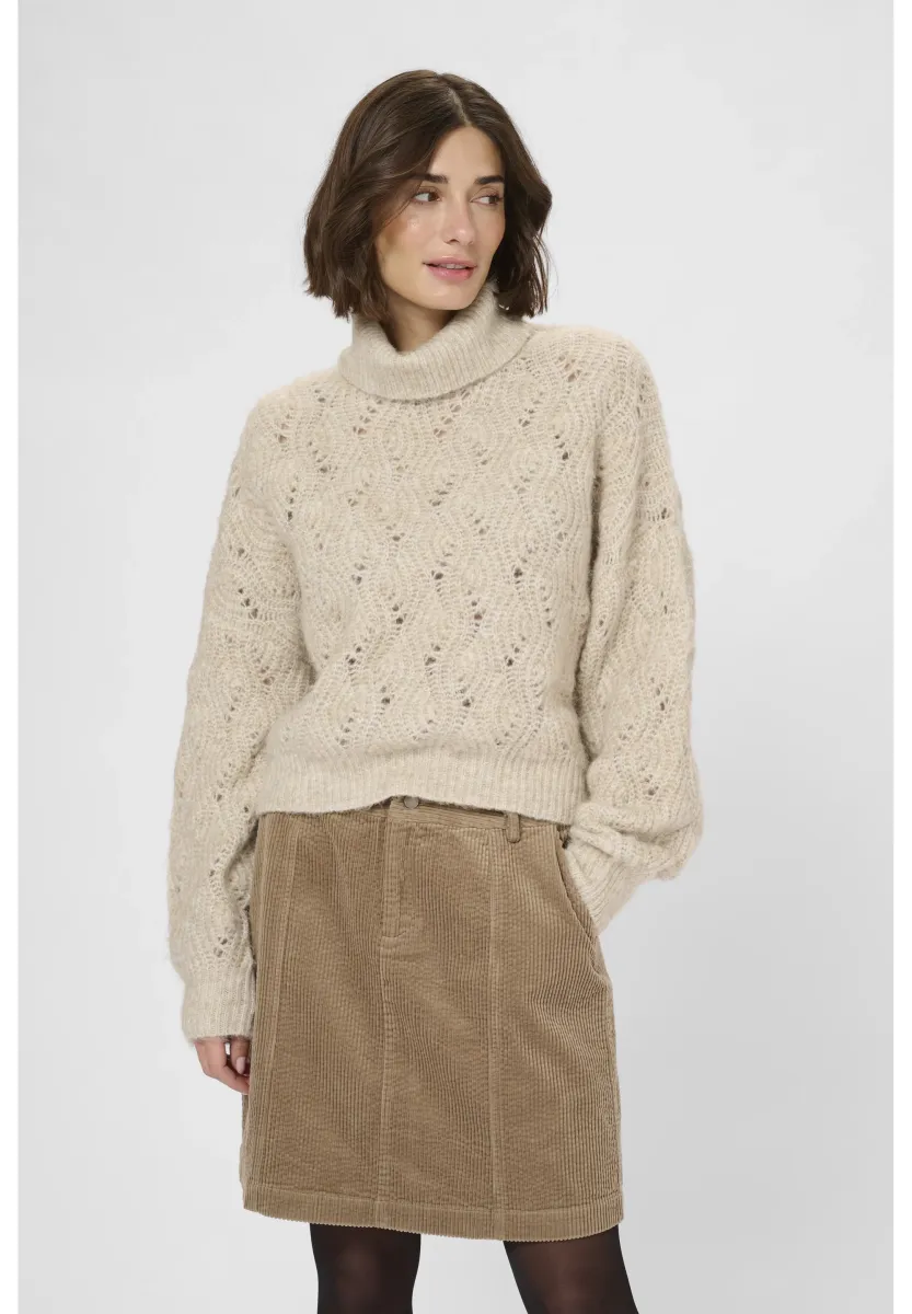 CUKIMMY ROLLNECK - Strickpullover - oyster gray solid melange