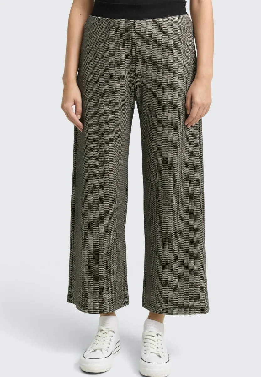 CULOTTE - Stoffhose - black beige wave structure