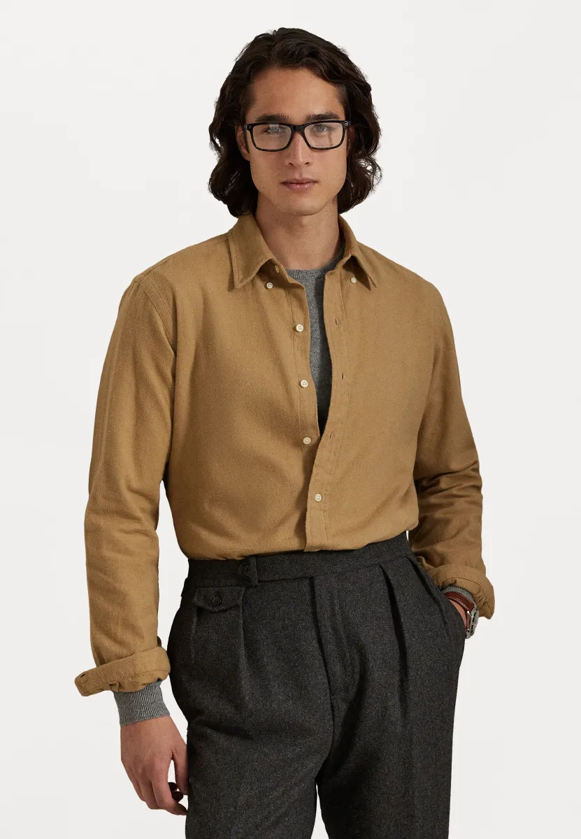 CUSTOM FIT BRUSHED FLANNEL SHIRT - Hemd - khaki