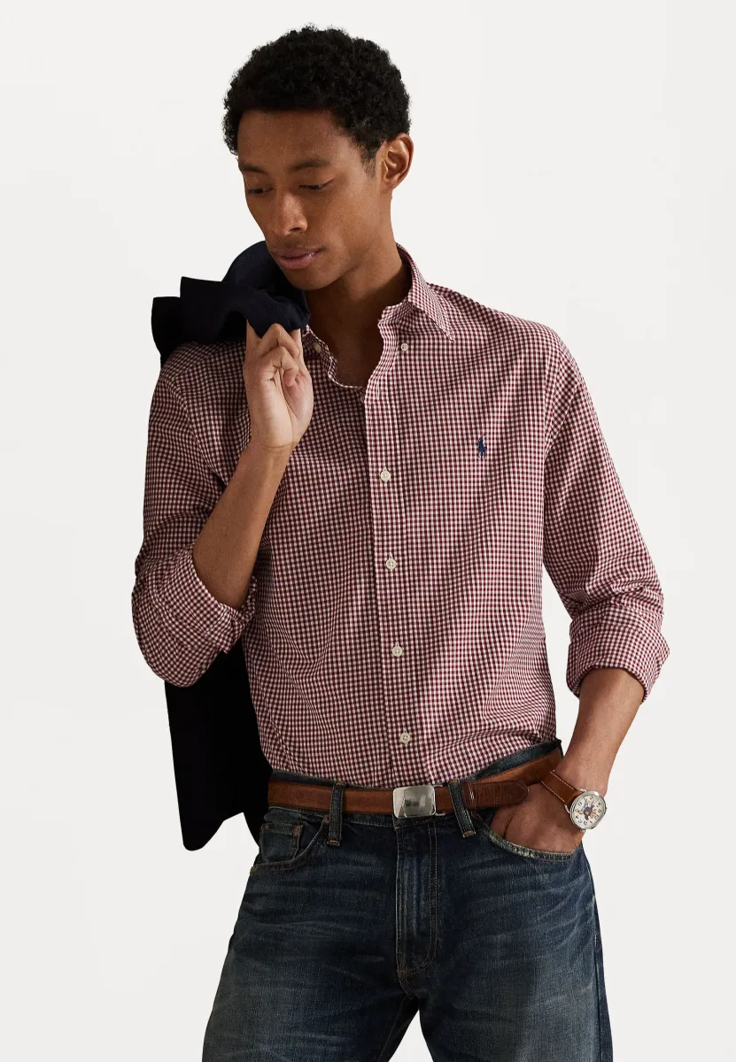 CUSTOM FIT GINGHAM STRETCH POPLIN SHIRT - Hemd - classic wine/white