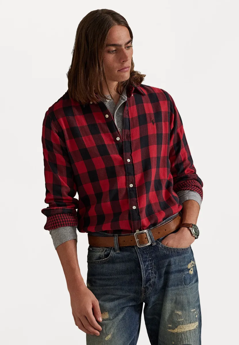 CUSTOM FIT PLAID DOUBLE-FACED SHIRT - Hemd - red/black