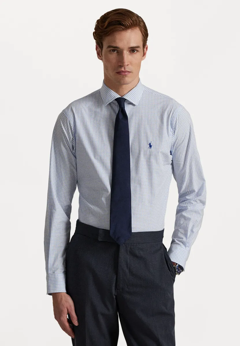 CUSTOM FIT PLAID STRETCH POPLIN SHIRT - Hemd - white/harbor island blue