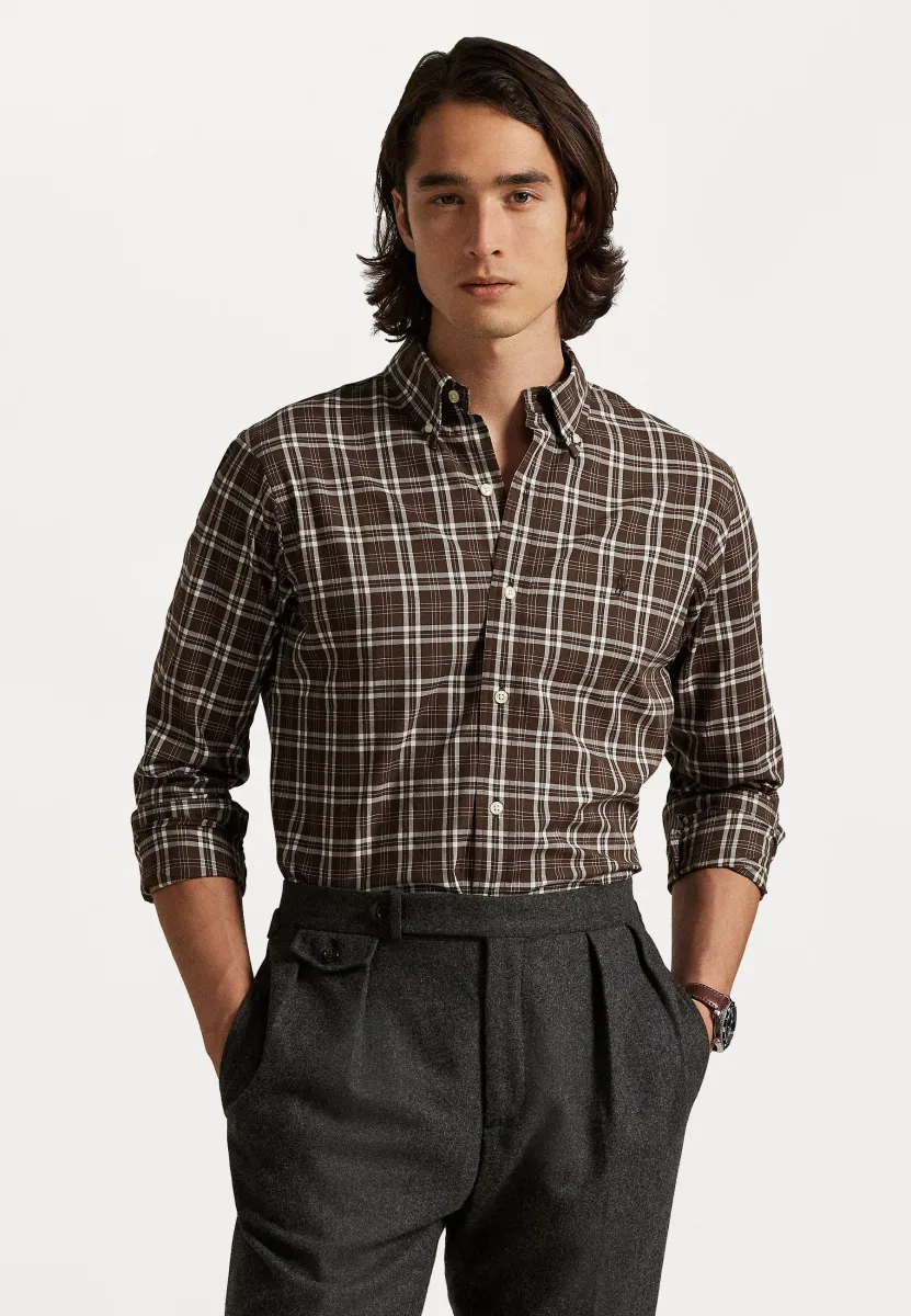 CUSTOM FIT PLAID TWILL SHIRT - Hemd - 6979 brown/cream