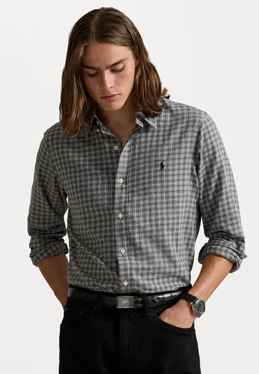 CUSTOM FIT PLAID TWILL SHIRT - Hemd - light grey heather