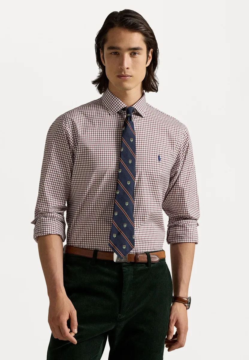 CUSTOM FIT TEXTURED SHIRT - Businesshemd - wine/white