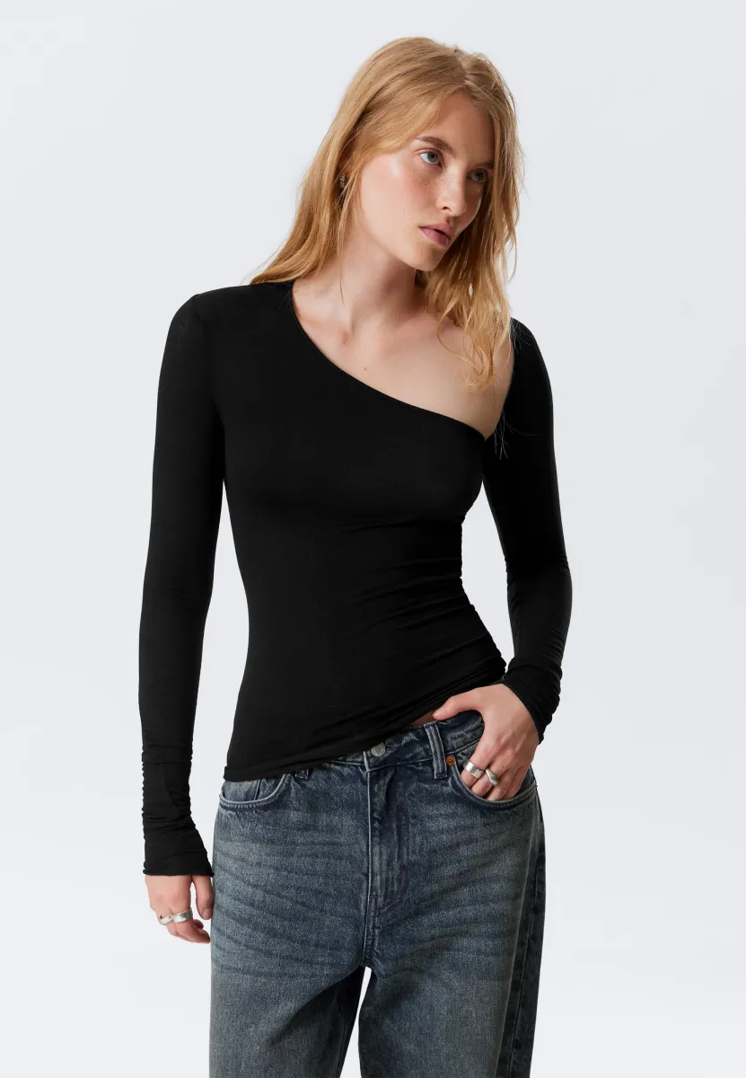 CUT NECKLINE - Langarmshirt - black