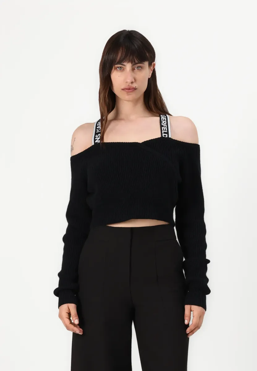 CUT OUT SWEATER - Strickpullover - black