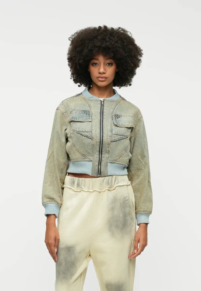 CUTLINE CROPPED JACKET - Bomberjacke - blue