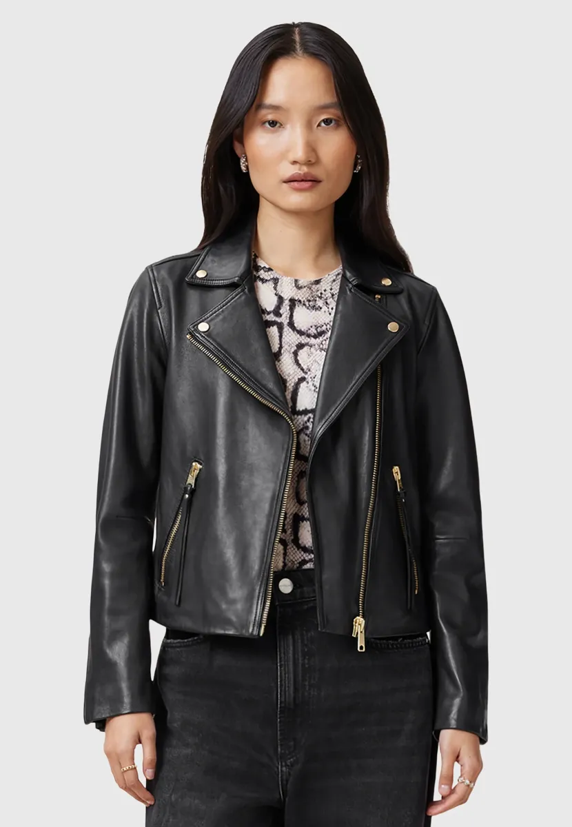 DALBY BIKER - Lederjacke - black gold