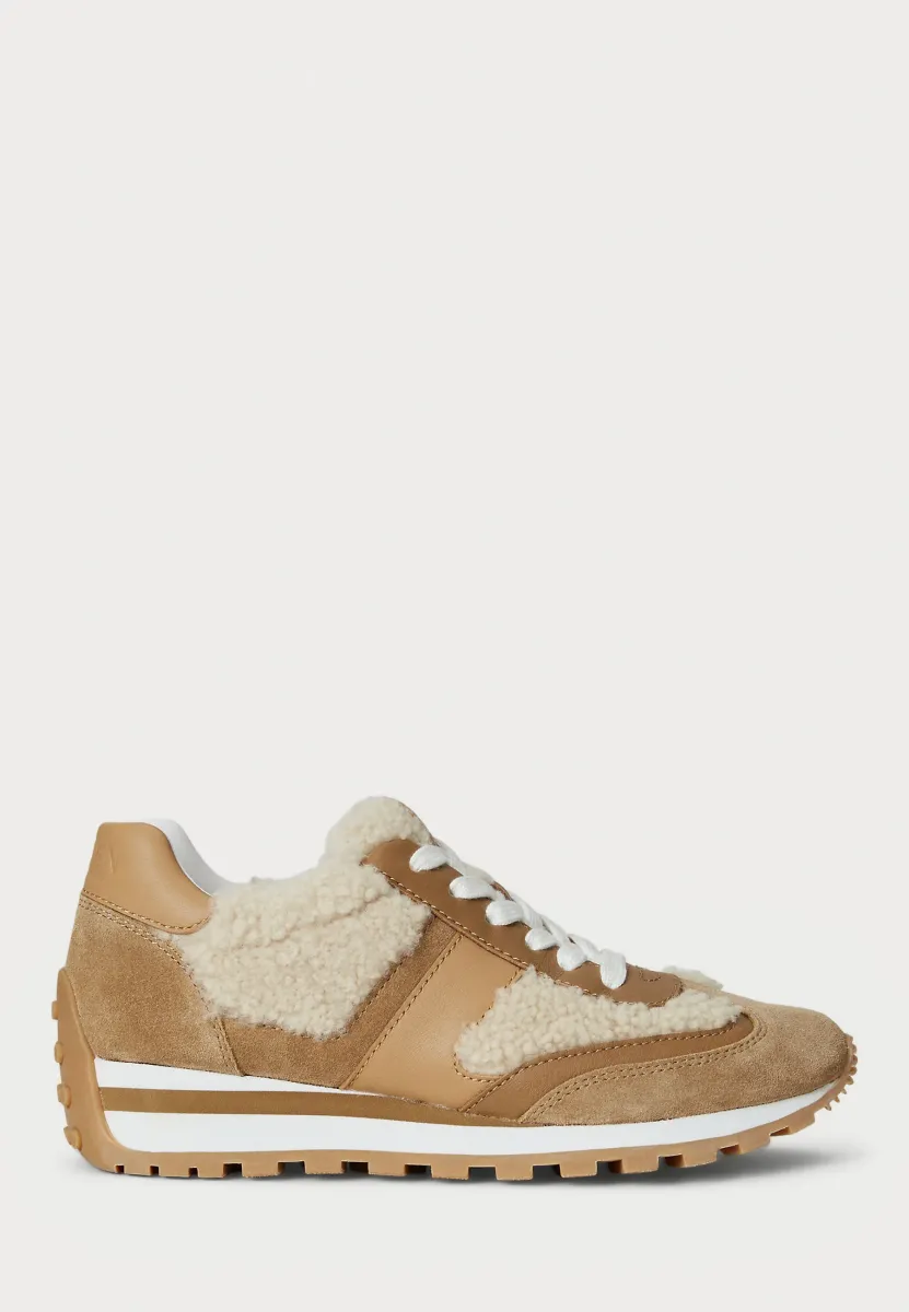 DANI SHEARLING TRIM SUEDE SNEAKER - Sneaker low - natural/camel/buff