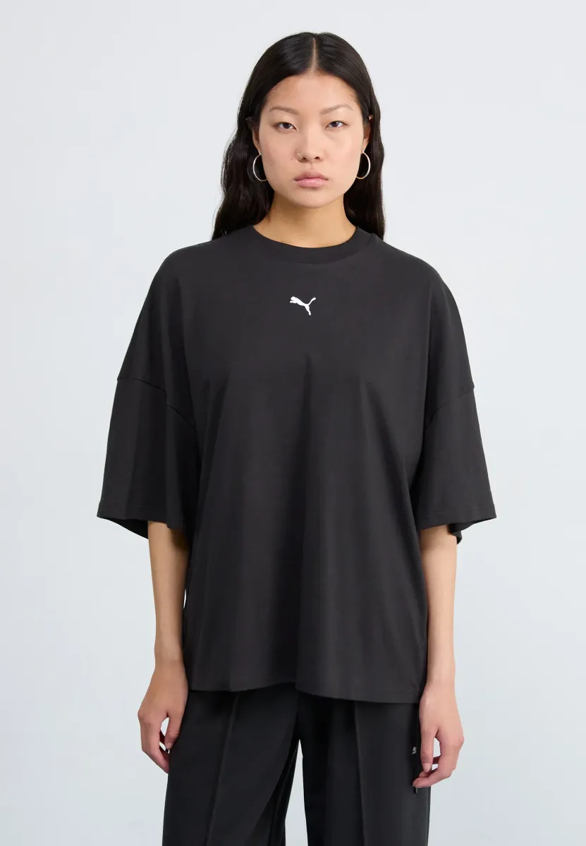 DARE TO OVERSIZED RUCHED TEE - T-Shirt print - black