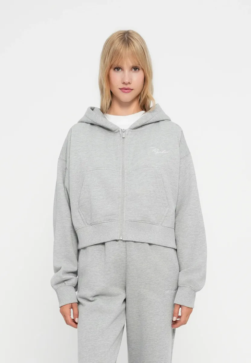 DENI OVERSIZED CROPPED JACKET - Sweatjacke - heather grey