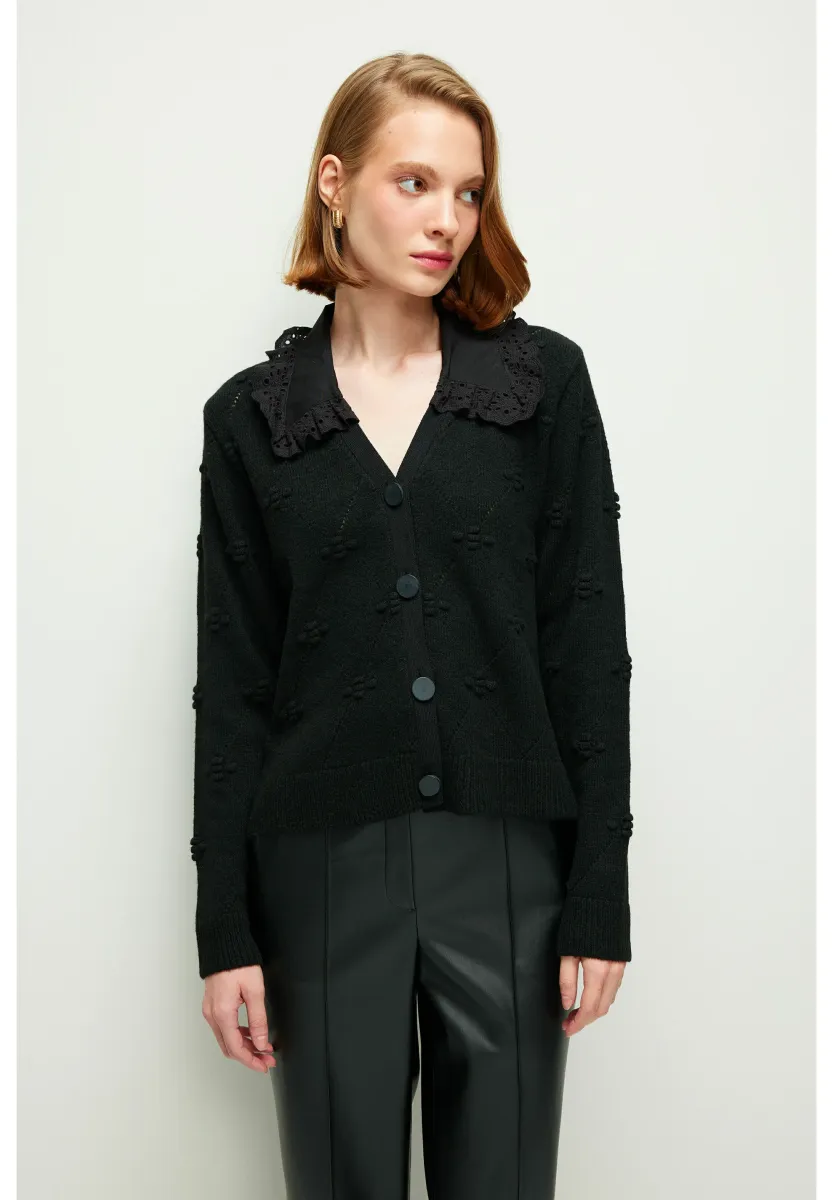 DETAILED - Strickjacke - black