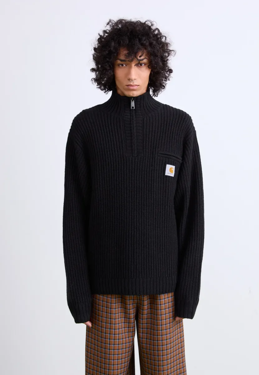 DETROIT HALF ZIP - Strickpullover - black