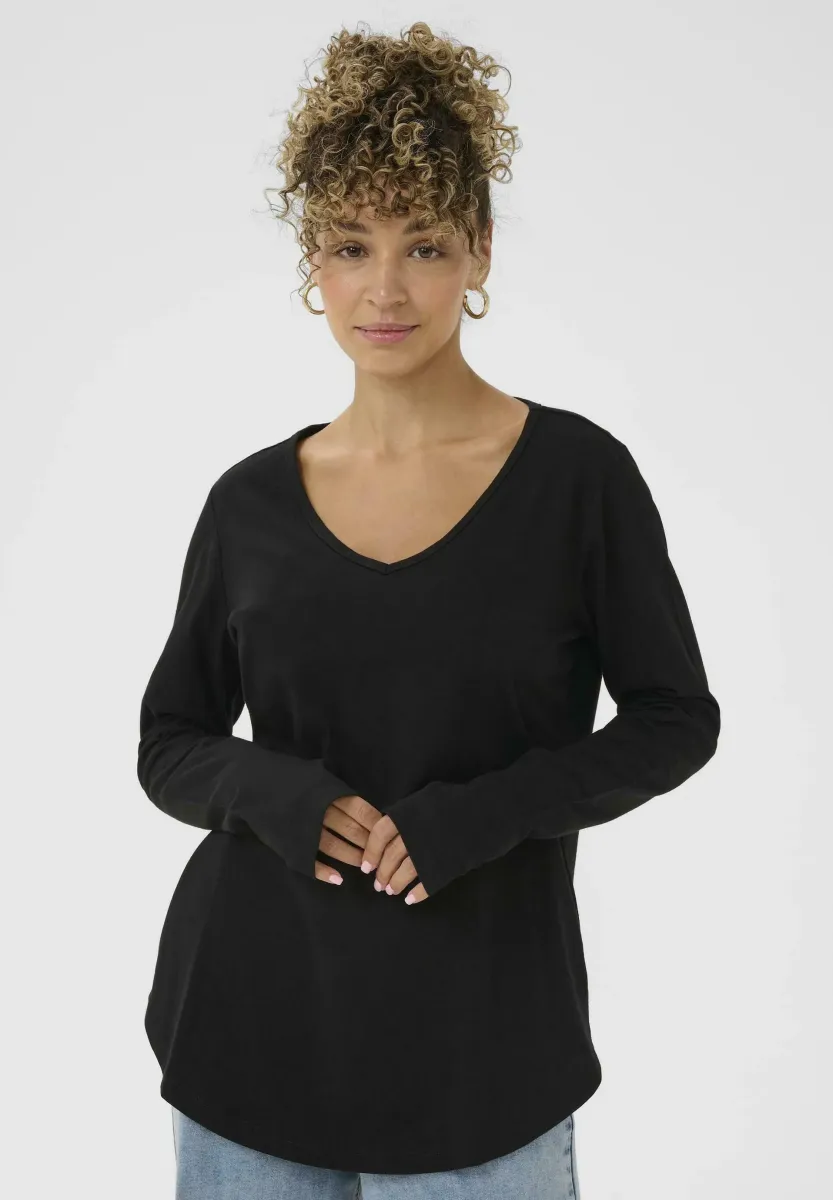 DEVIKA V-NECK - Langarmshirt - pitch black