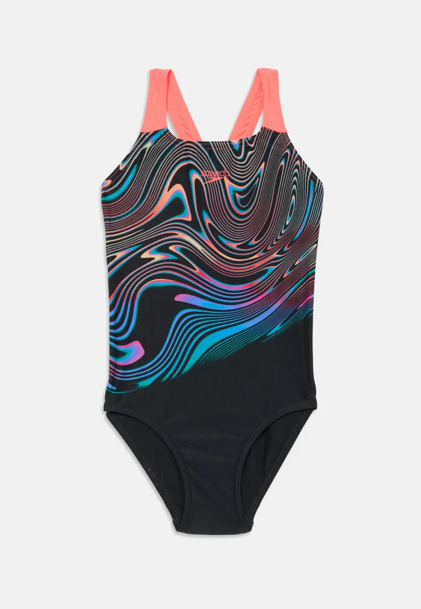 DIGITAL PLACEMENT POWER BACK - Badeanzug - neon coral