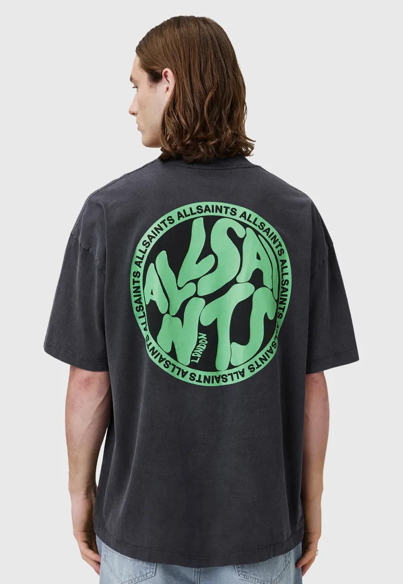 DISTORTION CREW - T-Shirt print - washed black