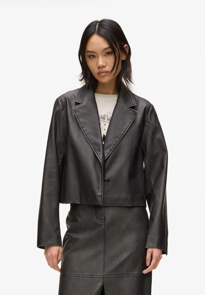 DISTRESSED - Kunstlederjacke - black