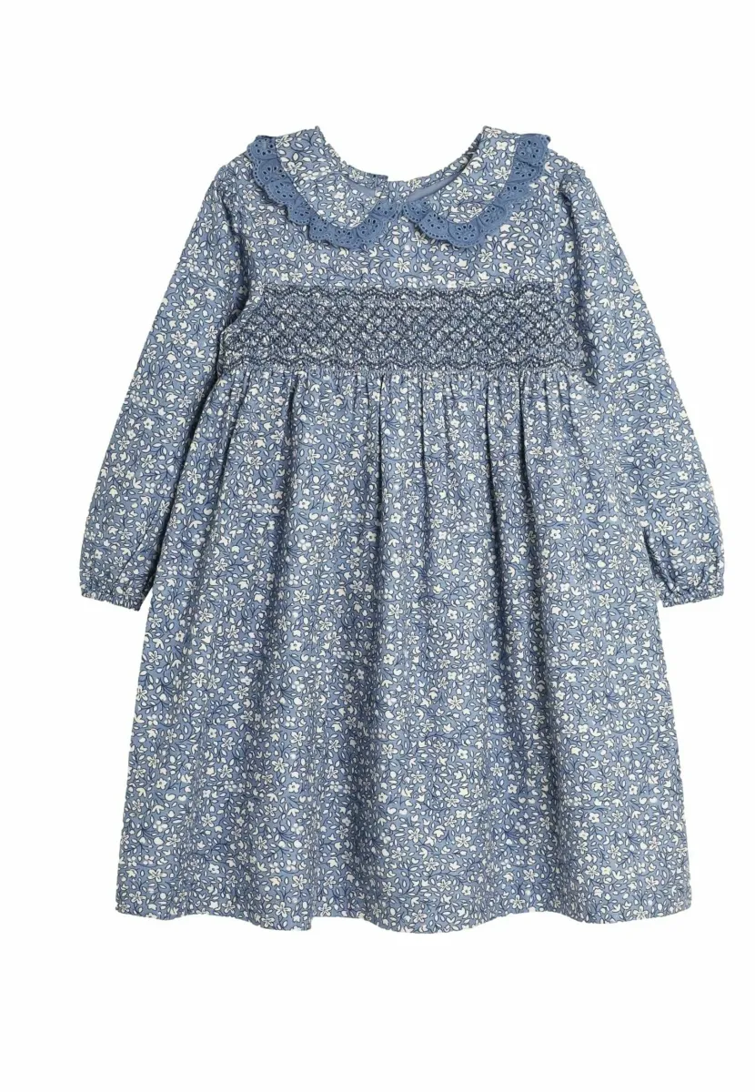 DITSY FLORAL BRODERIE COLLAR SMOCKED - Freizeitkleid - denim