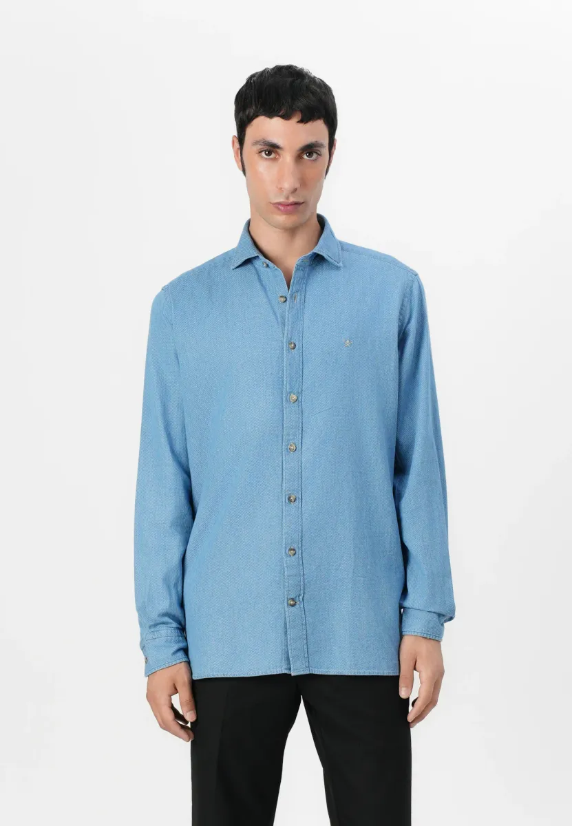 DOBBY - Hemd - light denim blue